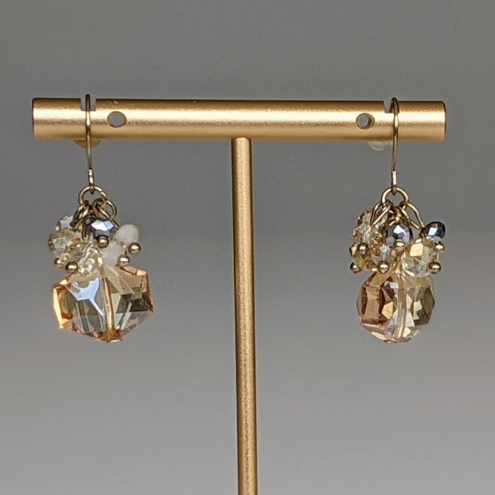 Sparkling Champagne Beaded Drop Earrings